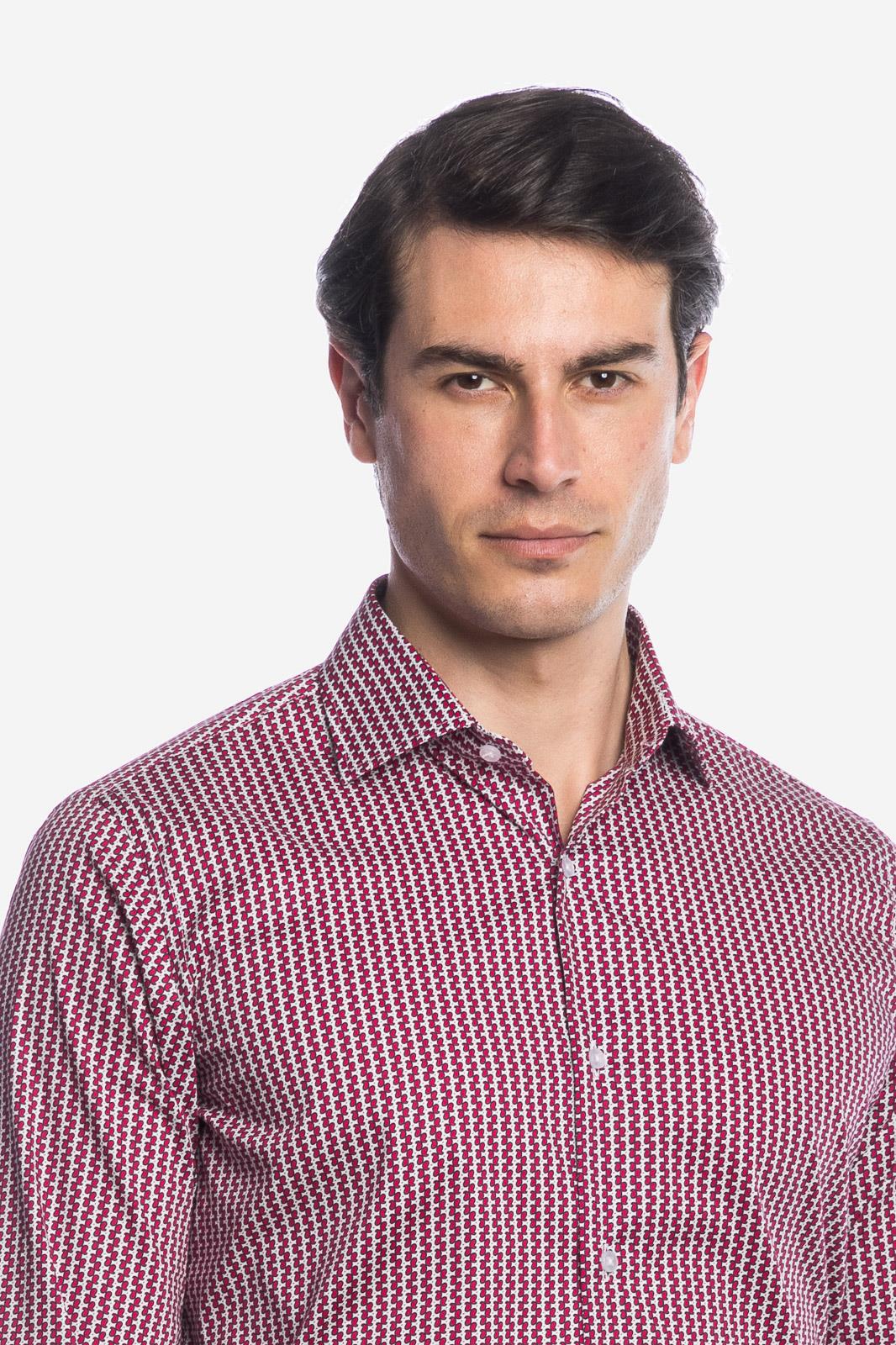 Camicia facile stiro con fantasia doppio-cache