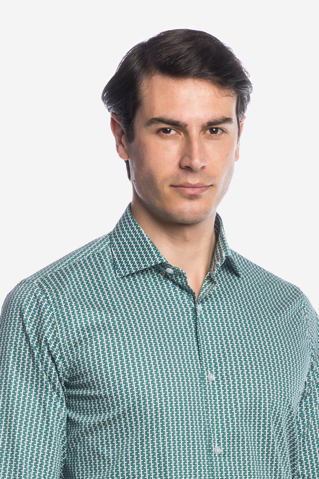 Camicia facile stiro con fantasia doppio-cache