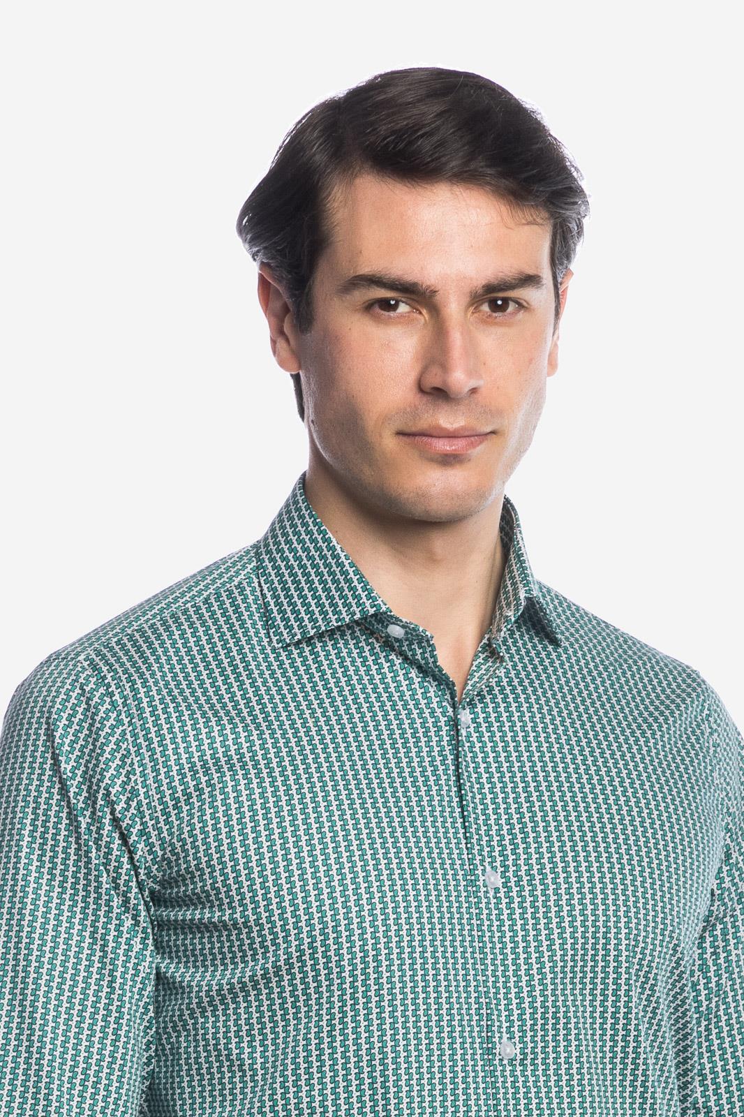 Camicia facile stiro con fantasia doppio-cache
