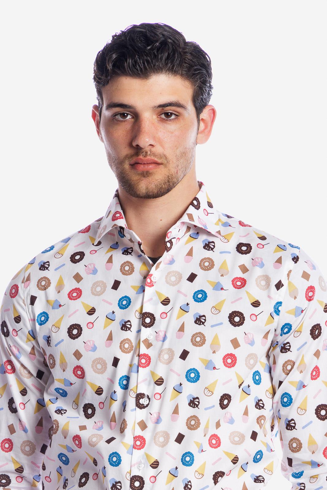 Camicia facile stiro a fantasia gelati