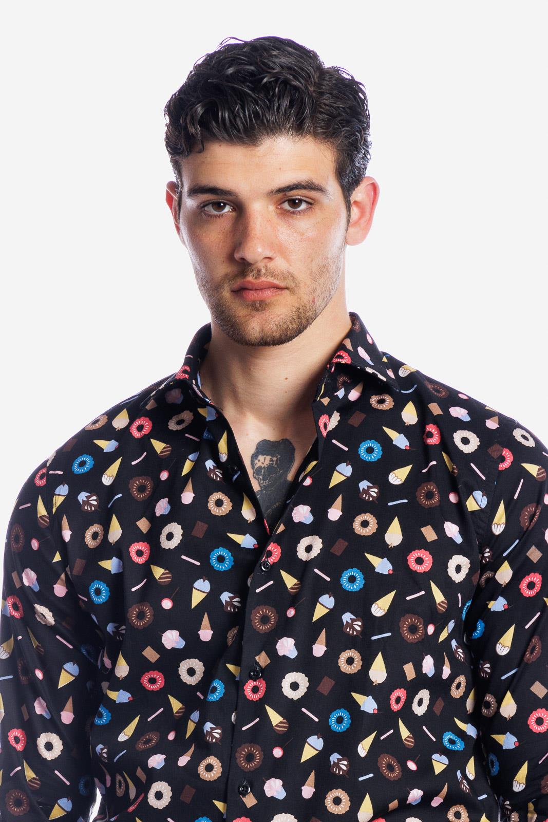 Camicia facile stiro a fantasia gelati