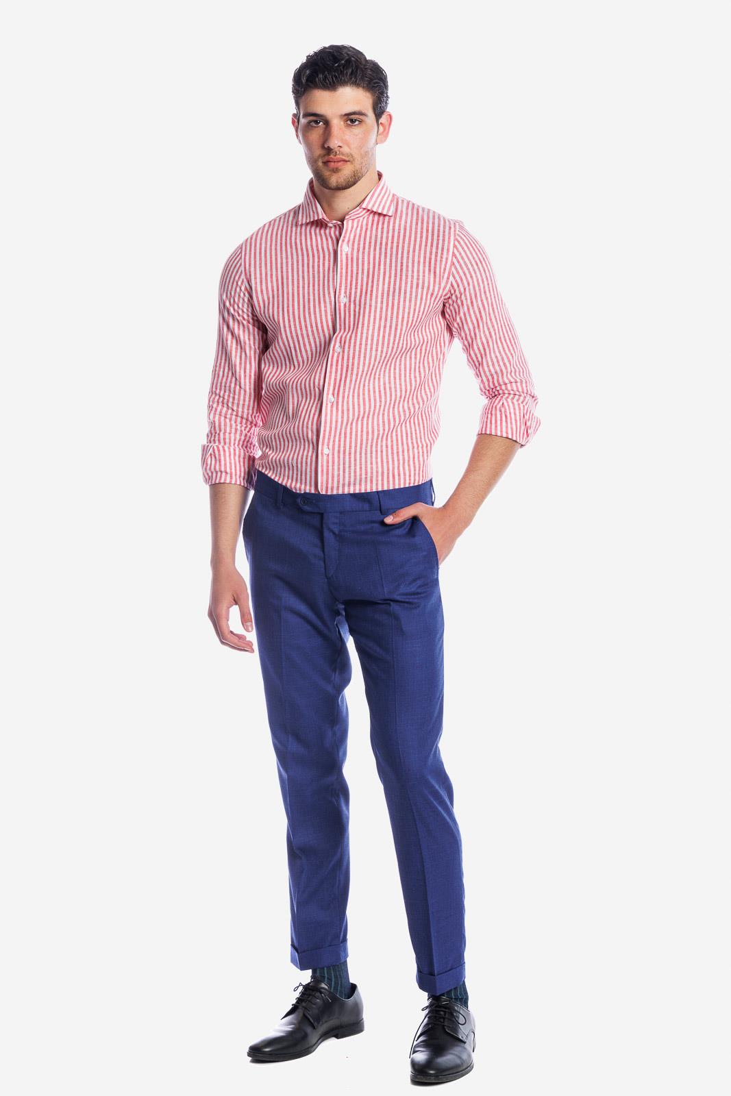 Camicia 100%lino riga media