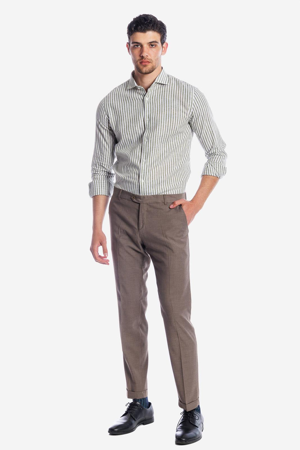 Camicia 100%lino riga media
