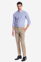 CAMICIA 100% LINO COREANA RIGATA
