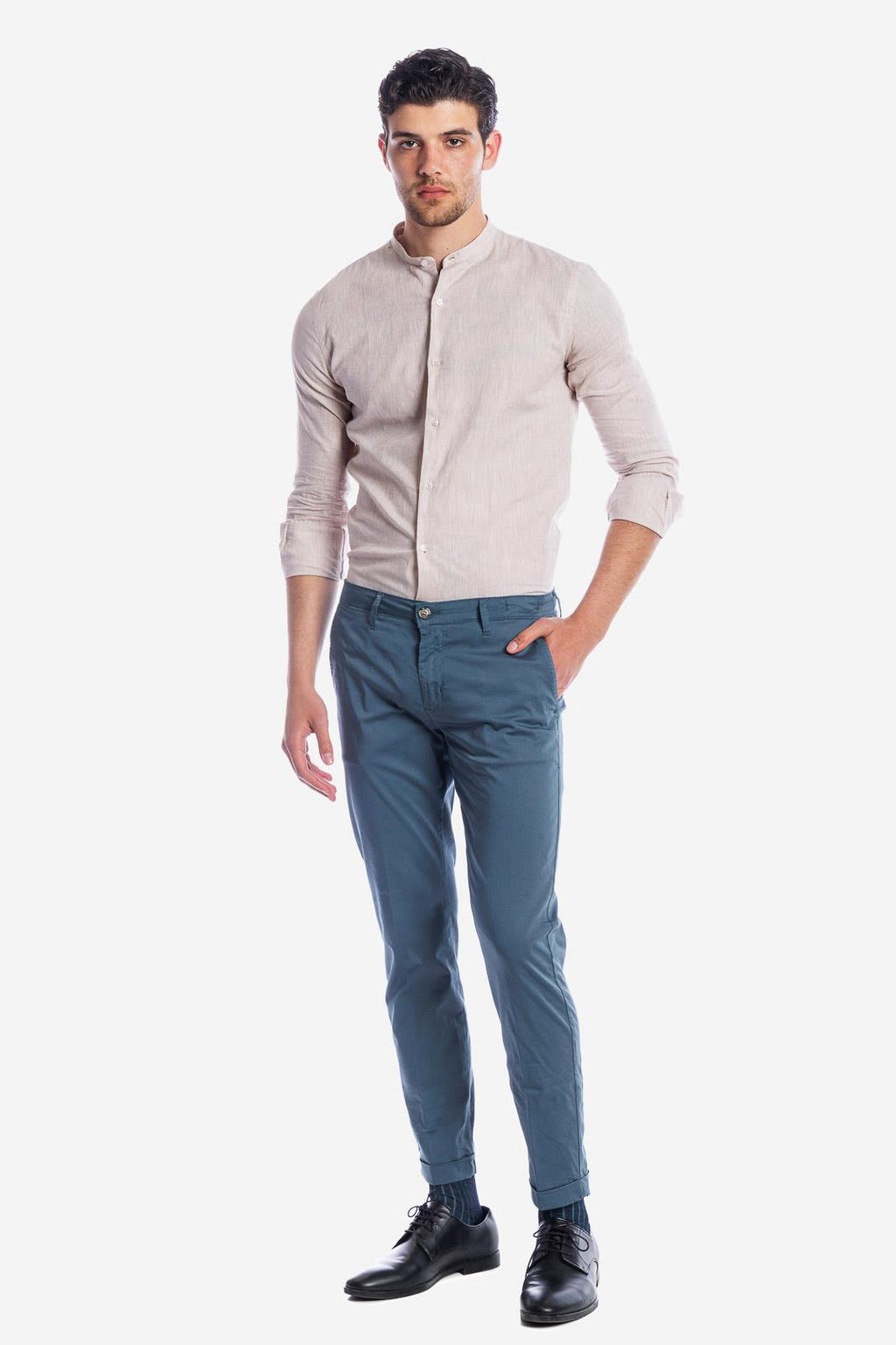 CAMICIA 100% LINO COREANA TINTA UNITA
