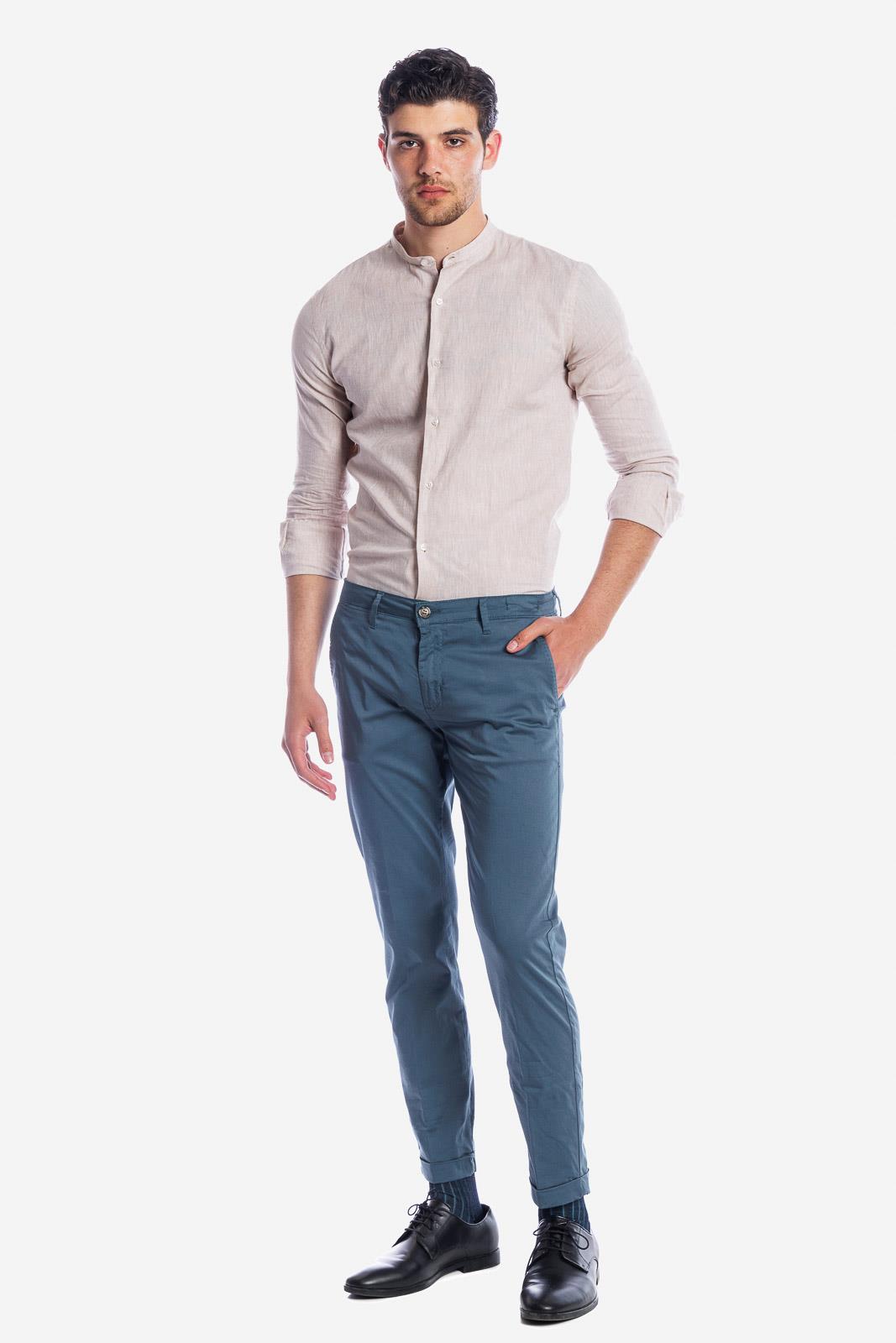 CAMICIA 100% LINO COREANA TINTA UNITA