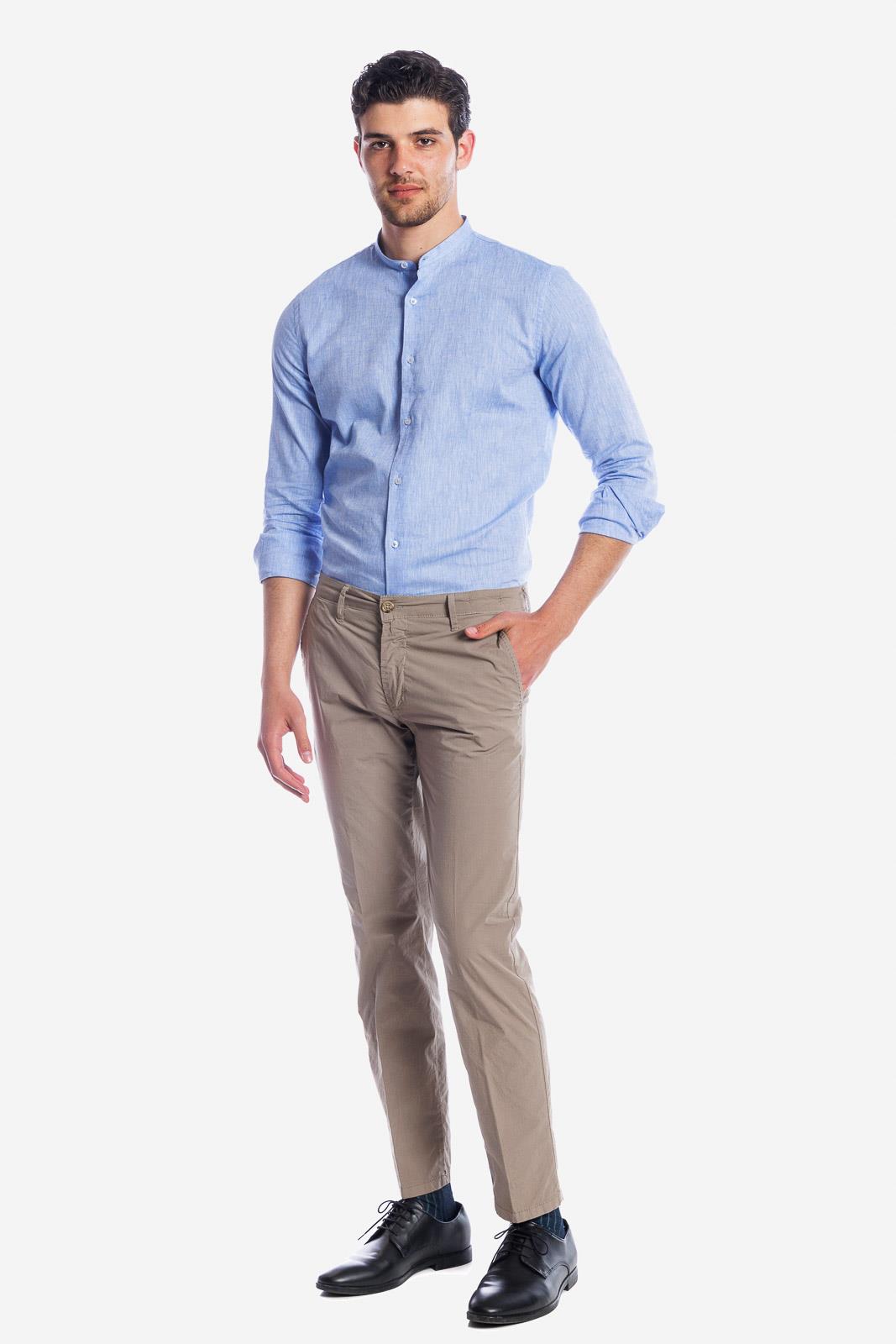 CAMICIA 100% LINO COREANA TINTA UNITA
