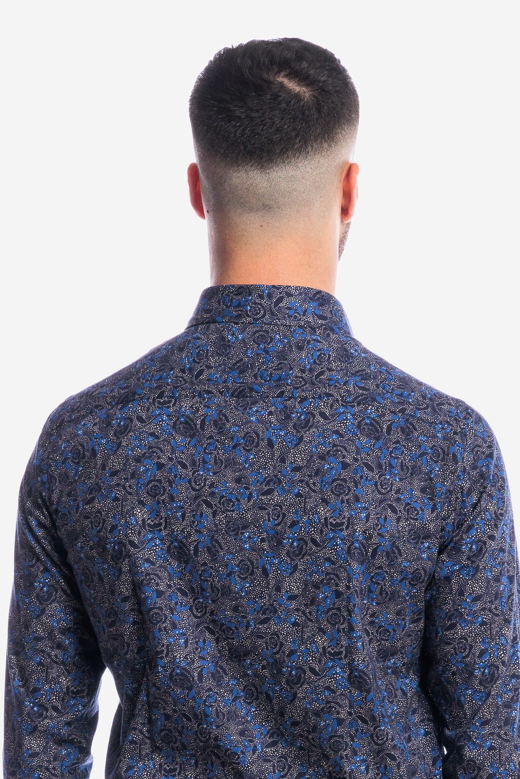 CAMICIA FANTASIA FIORI/FOGLIE blu