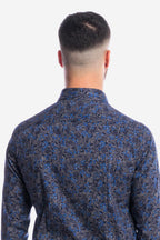 CAMICIA FANTASIA FIORI/FOGLIE blu