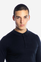 Maglia polo tre bottoni a maniche lunghe