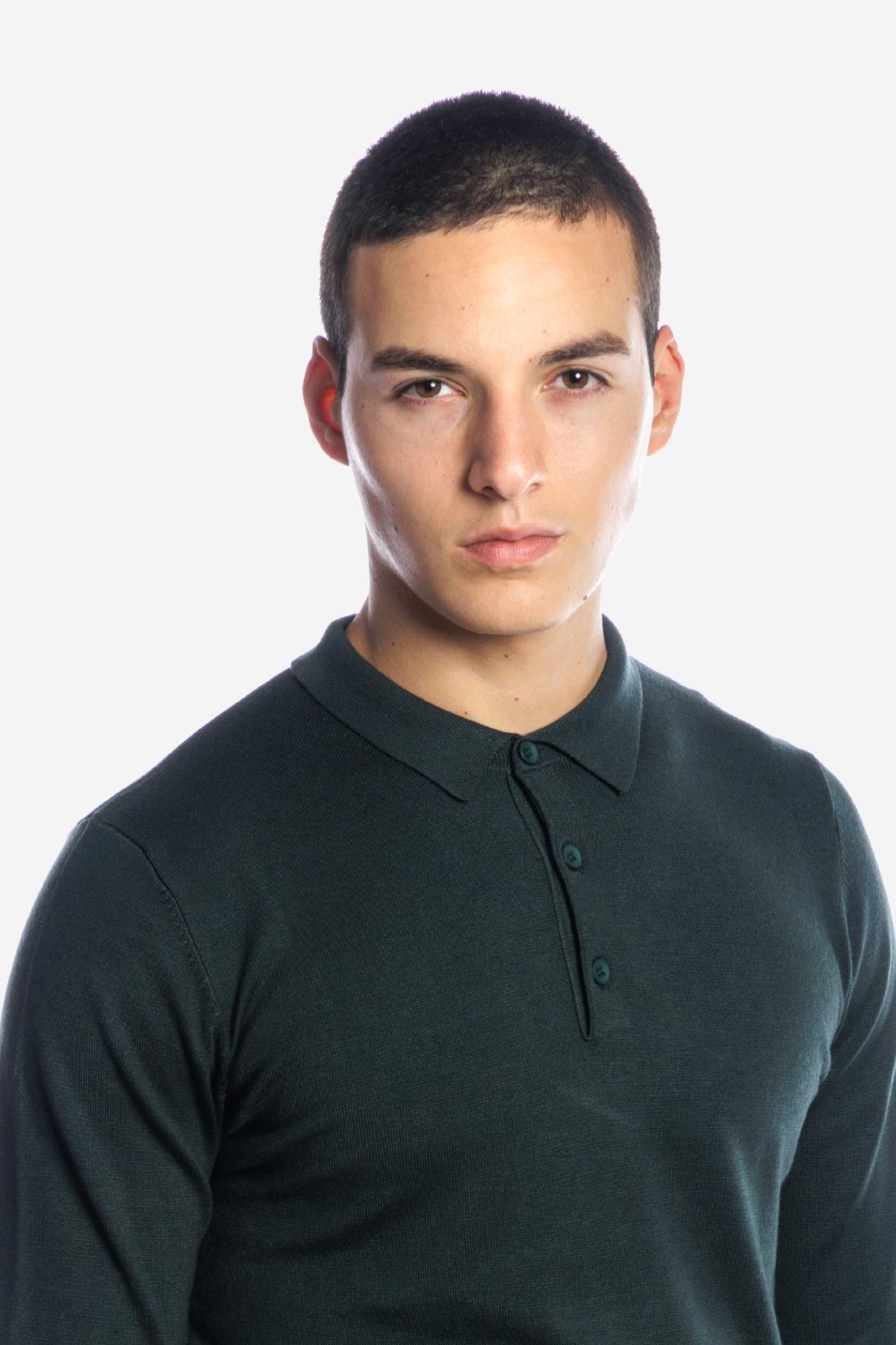 Maglia polo tre bottoni a maniche lunghe
