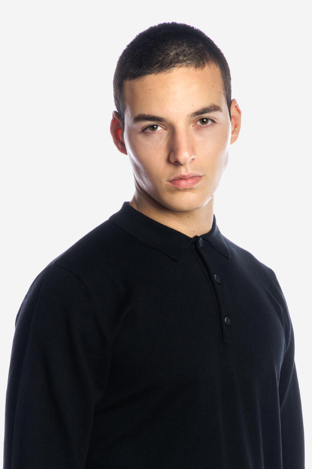 Maglia polo tre bottoni a maniche lunghe