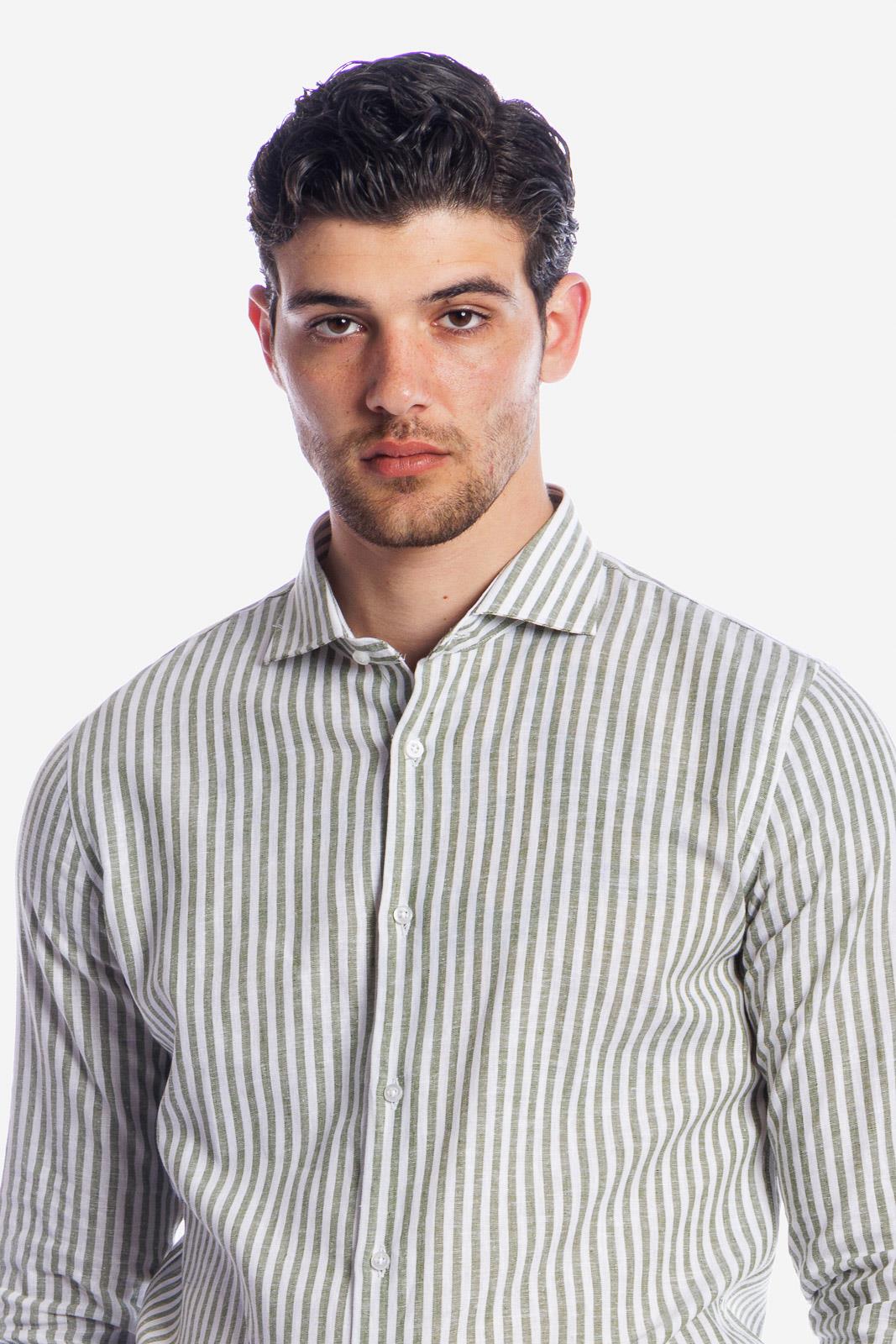 Camicia 100%lino riga media