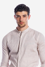 CAMICIA 100% LINO COREANA TINTA UNITA