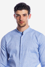 CAMICIA 100% LINO COREANA TINTA UNITA
