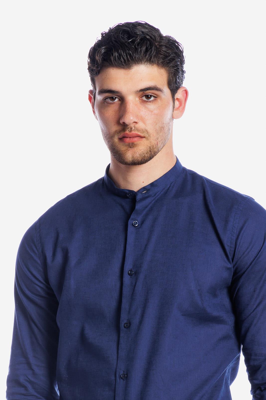 CAMICIA 100% LINO COREANA TINTA UNITA