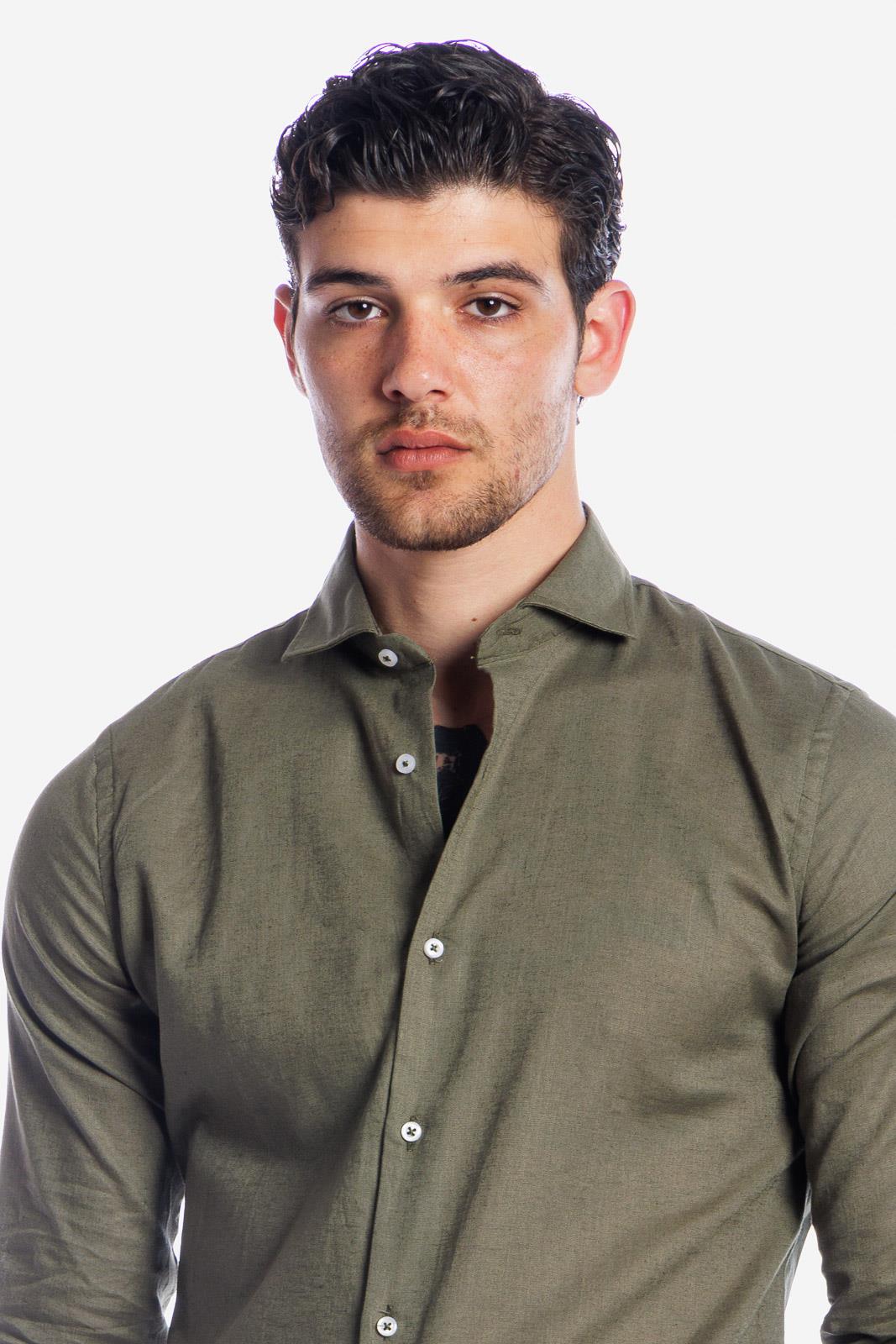 CAMICIA 100% LINO TINTA UNITA