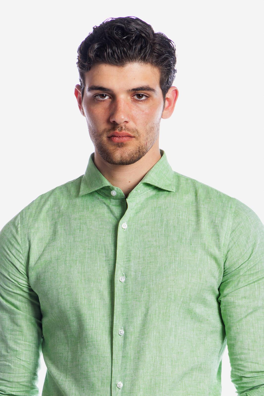 CAMICIA 100% LINO TINTA UNITA