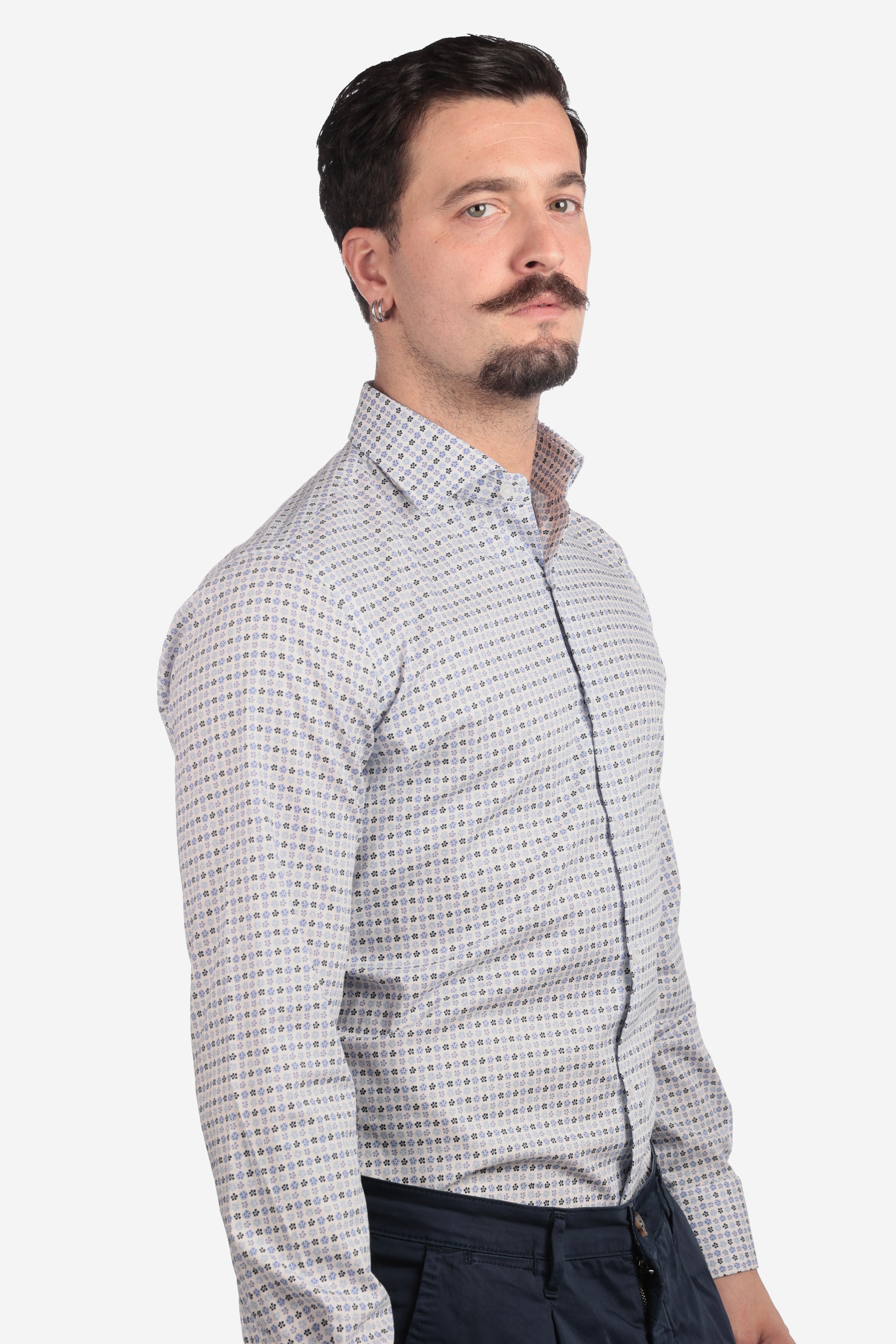 Camicia facile stiro a fantasia 3 fiori