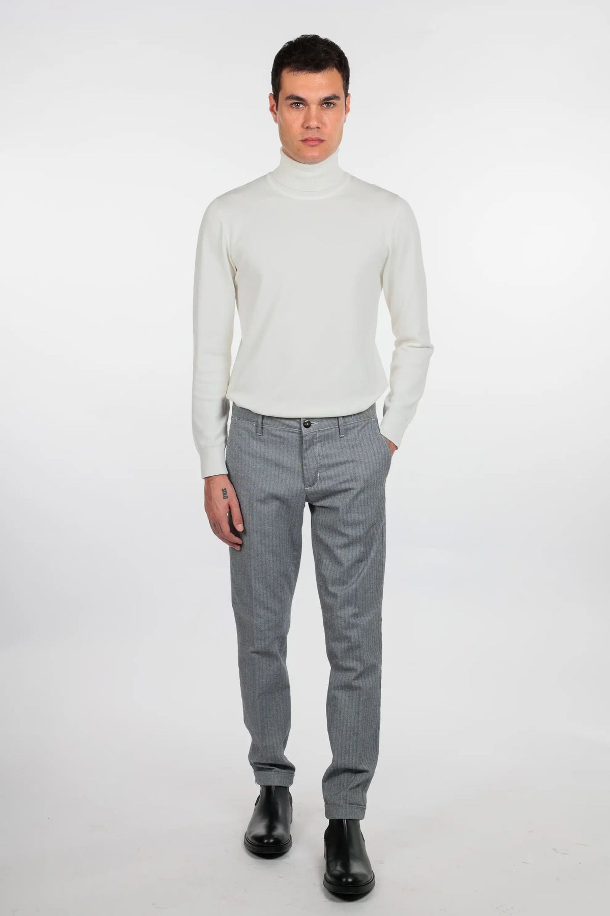 Pantalone in cotone caldo spigato