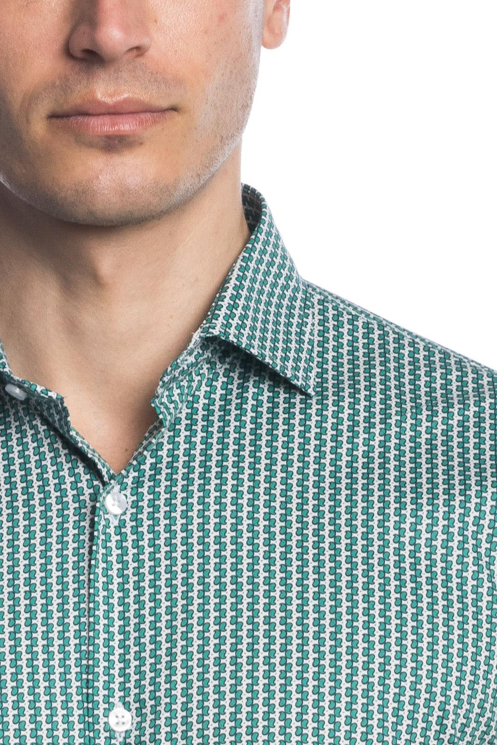 Camicia facile stiro con fantasia doppio-cache
