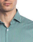 Camicia facile stiro con fantasia doppio-cache