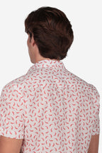 Camicia Estiva Leggera a Maniche Corte - Fantasia Corni Rossi