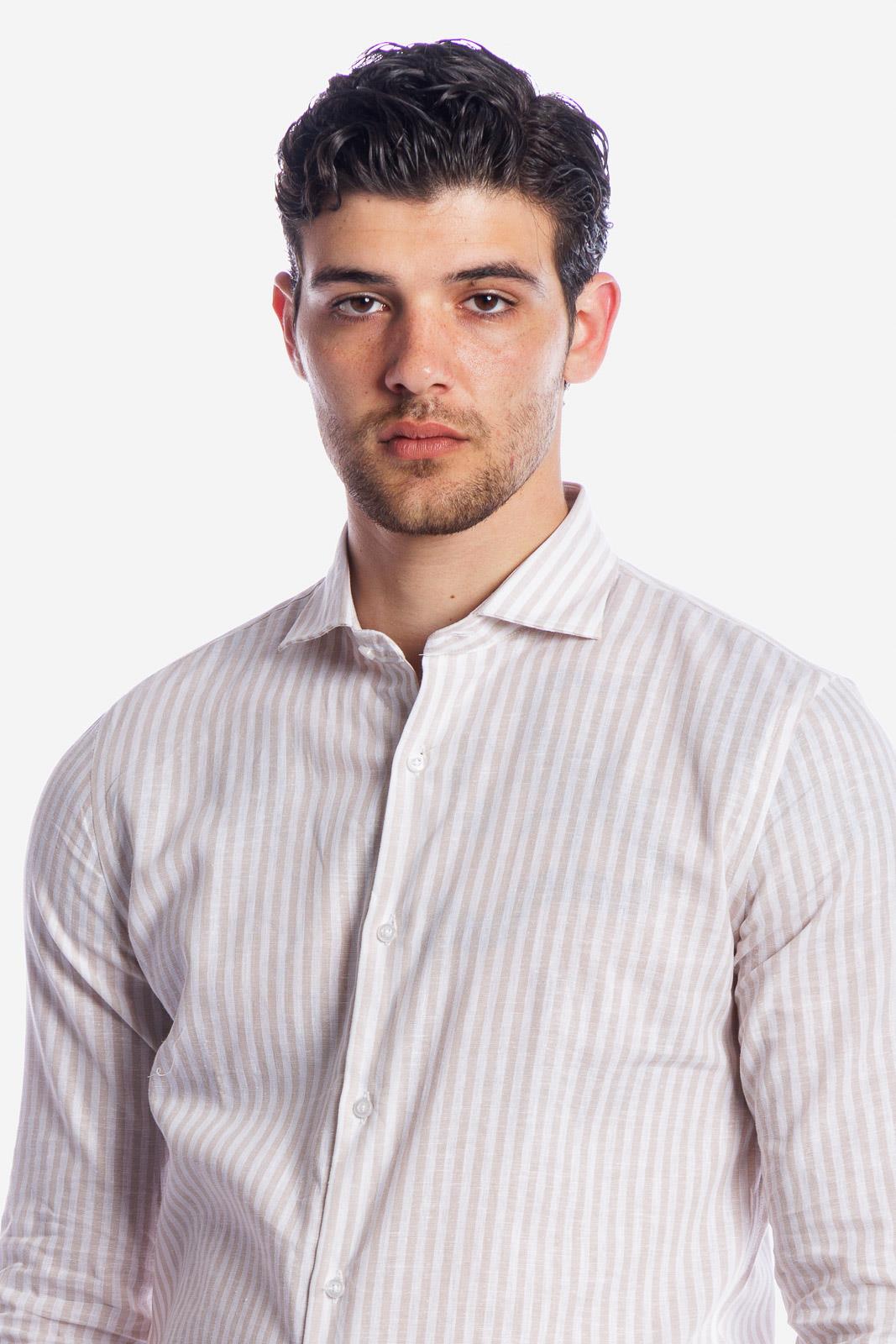Camicia 100%lino riga media