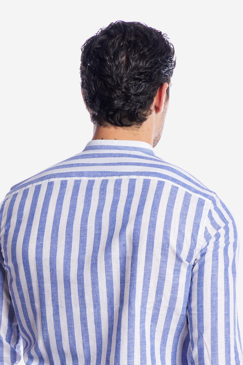 CAMICIA 100% LINO COREANA RIGATA
