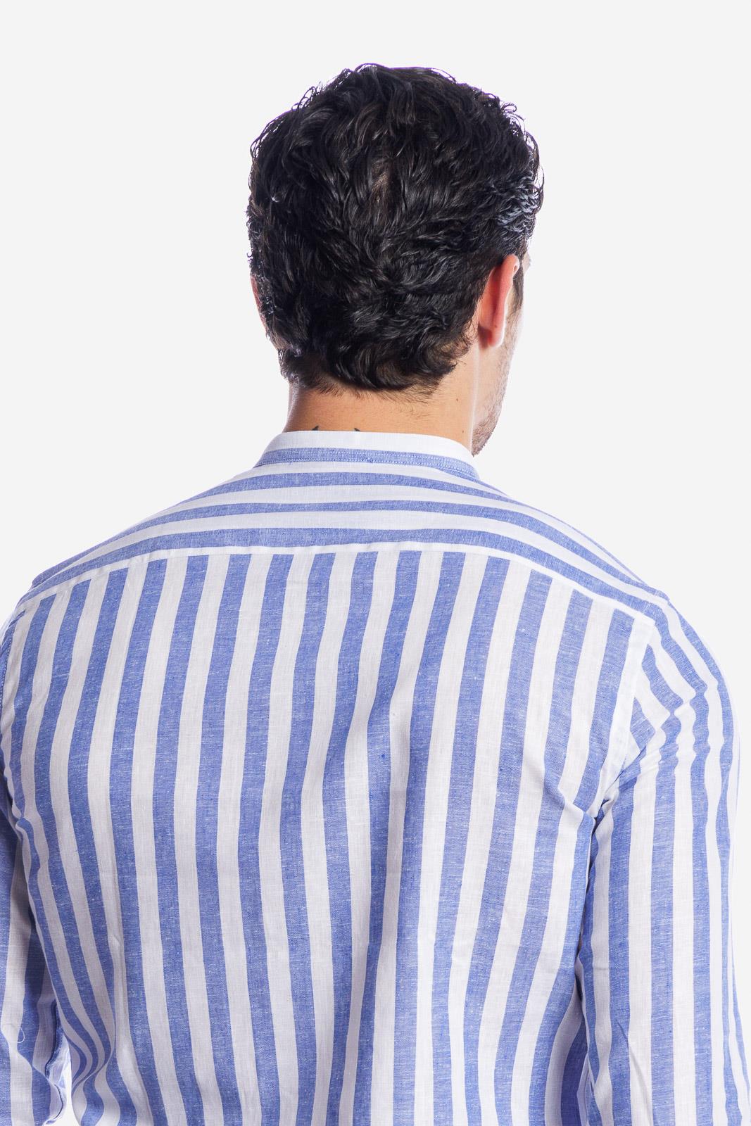 CAMICIA 100% LINO COREANA RIGATA