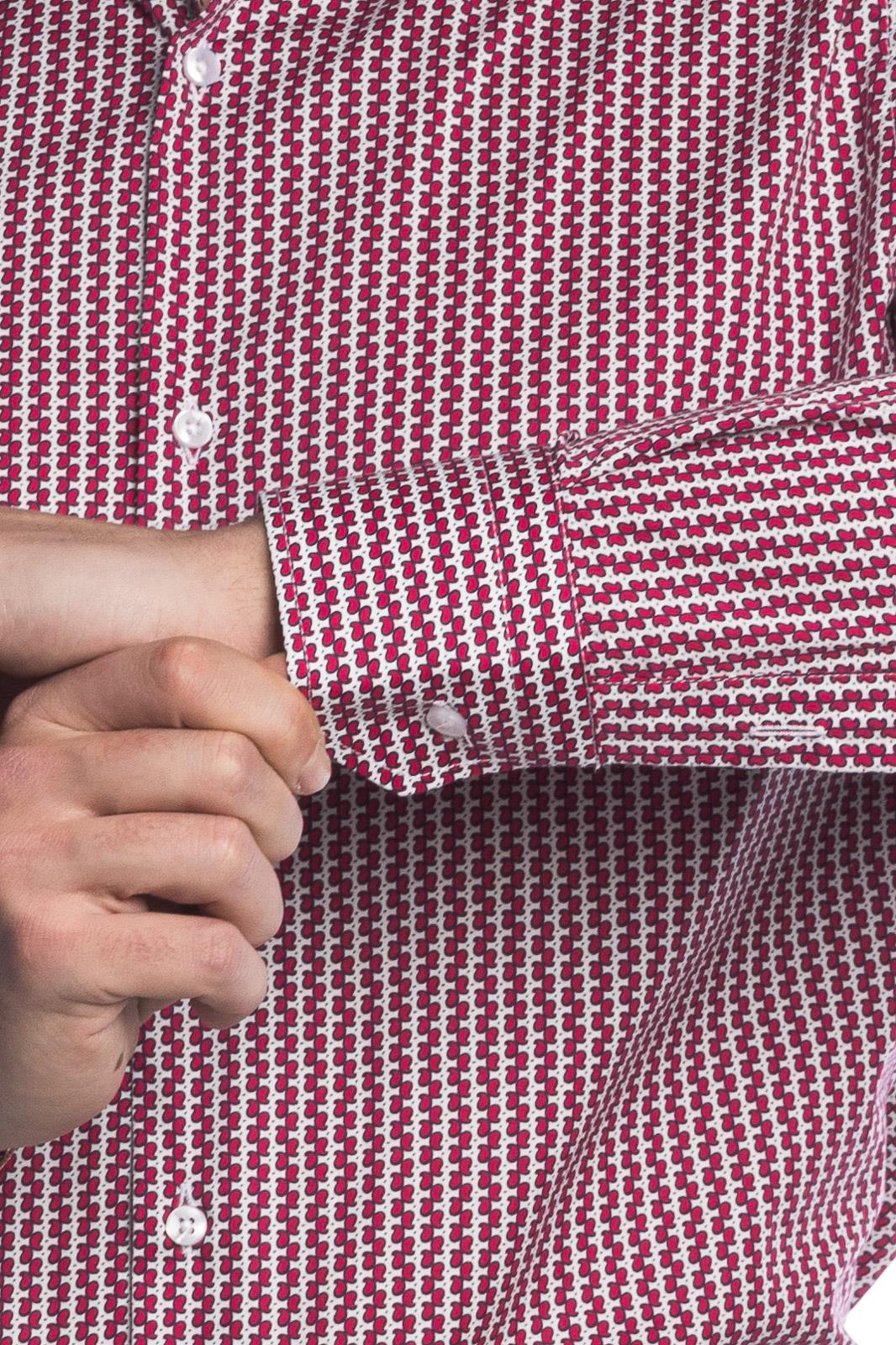 Camicia facile stiro con fantasia doppio-cache