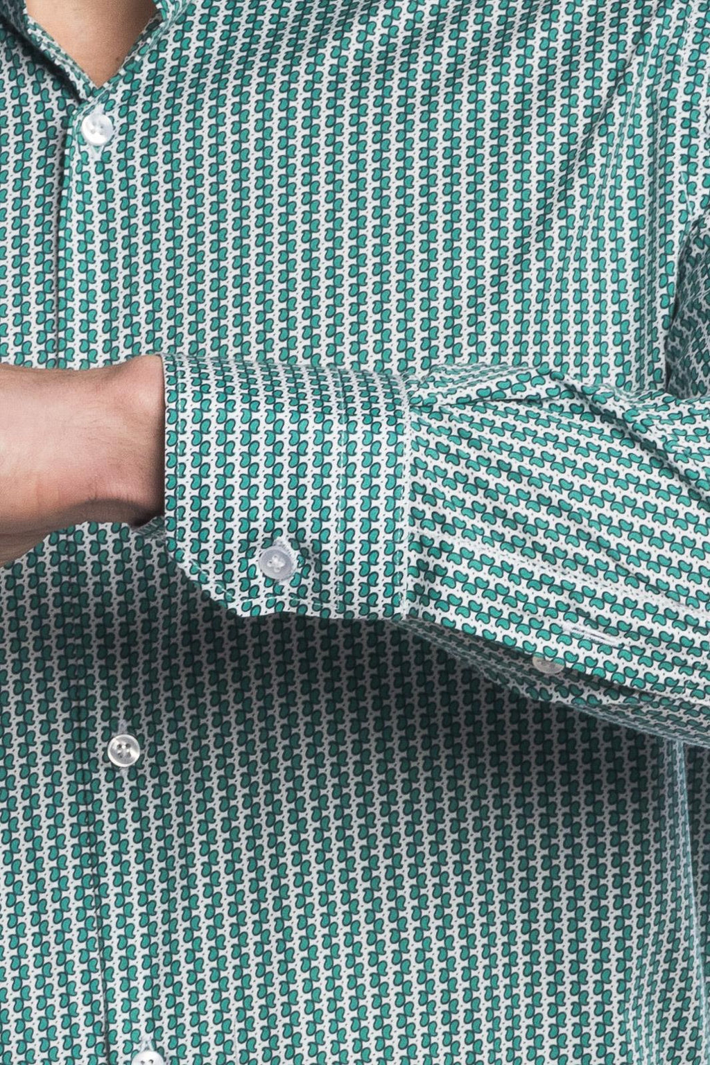 Camicia facile stiro con fantasia doppio-cache