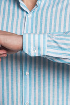 Camicia 100% lino rigata di Positano