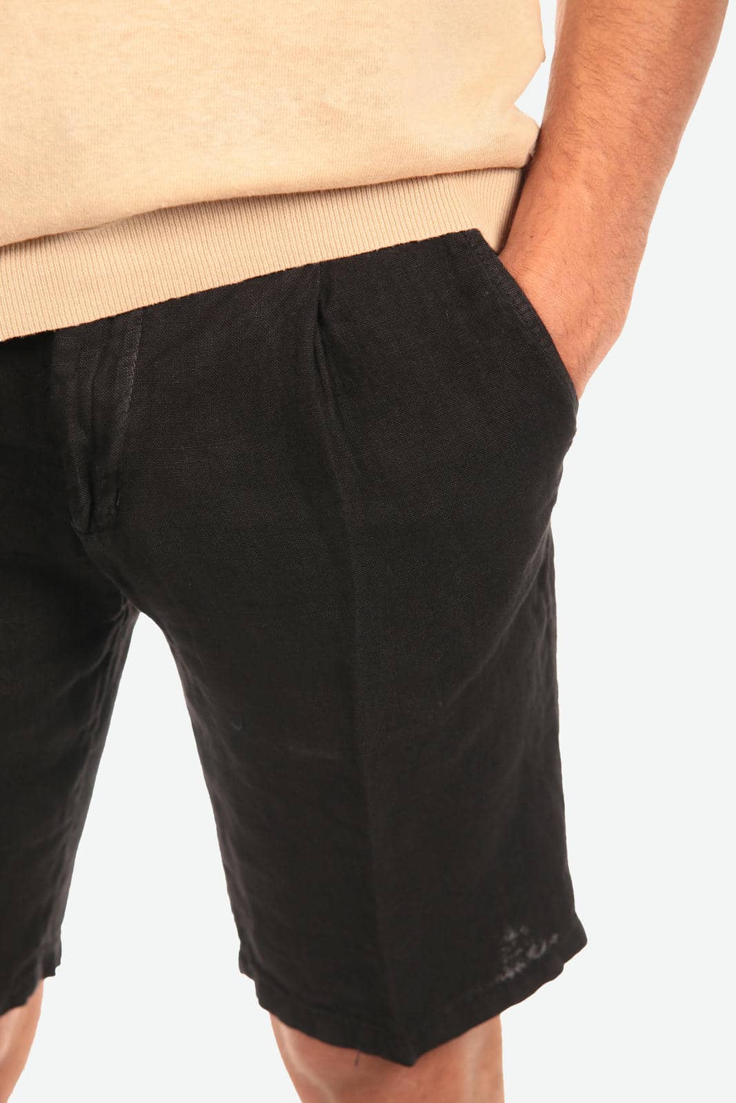 Bermuda in 100% lino con pences