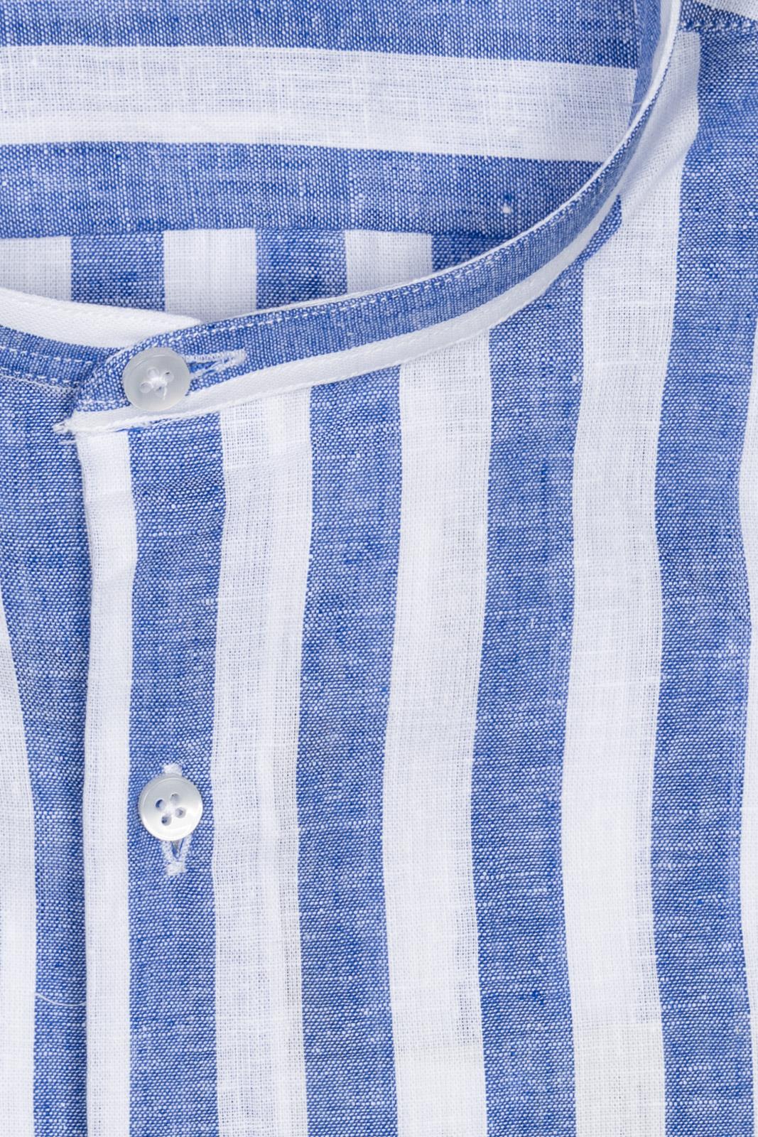 CAMICIA 100% LINO COREANA RIGATA