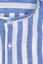 CAMICIA 100% LINO COREANA RIGATA