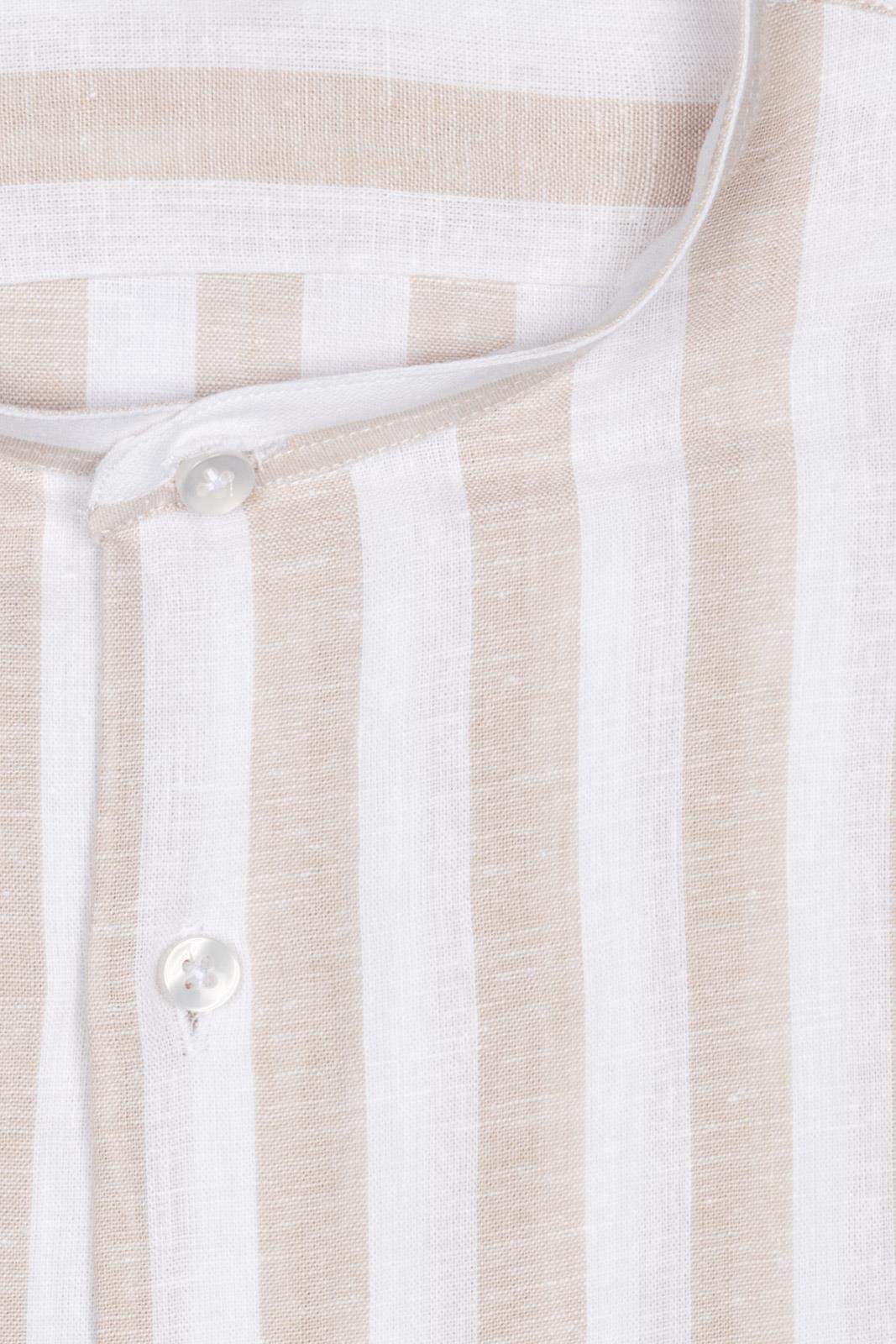 CAMICIA 100% LINO COREANA RIGATA