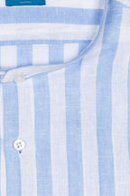CAMICIA 100% LINO COREANA RIGATA