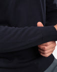 MAGLIA DI FILO IN COTONE MANICA LUNGA BLU