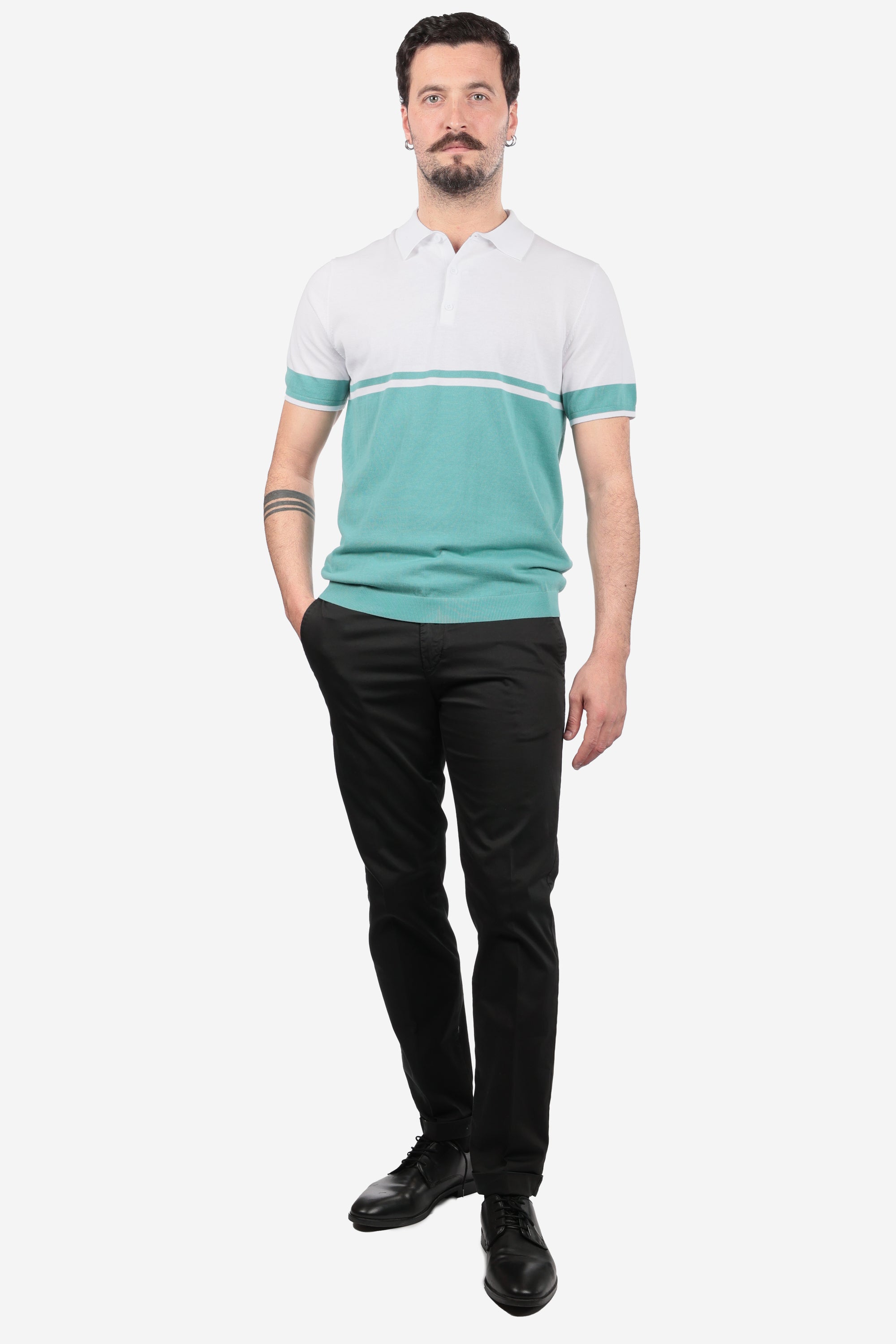 POLO IN COTONE DOPPIO COLORE NAVY
