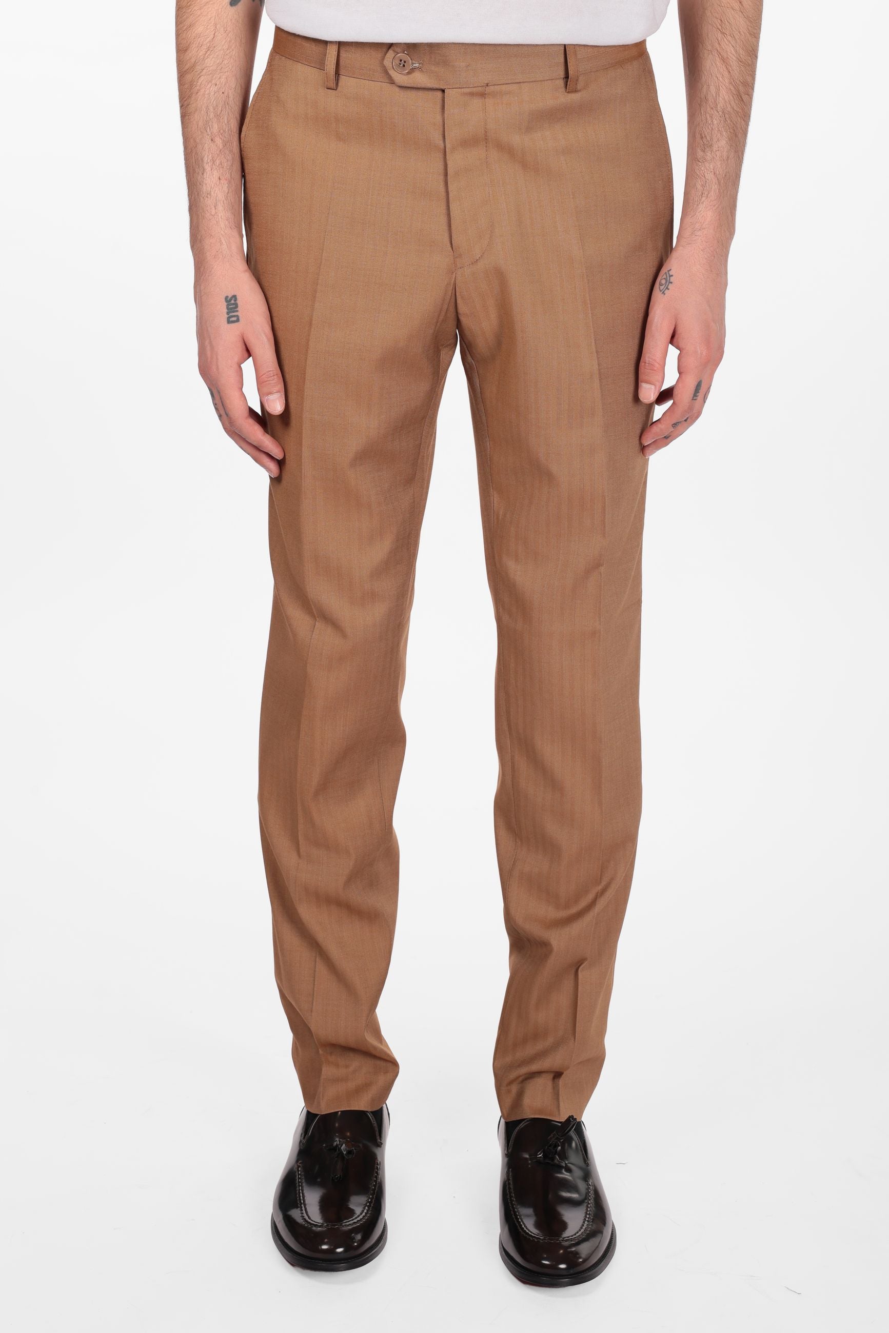 Pantalone classico da abito spina di pesce