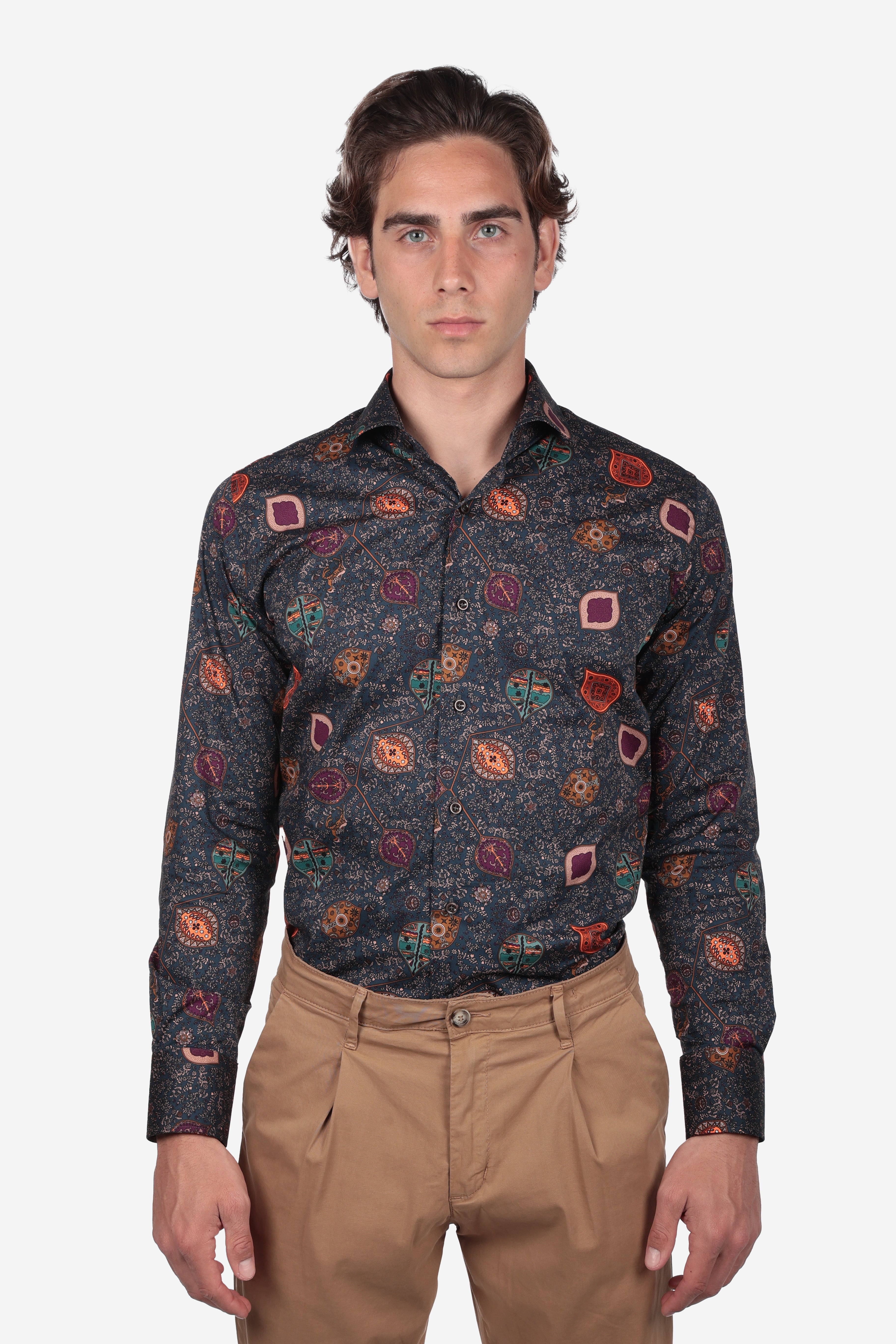 Camicia facile stiro a fantasia cervo