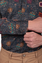 Camicia facile stiro a fantasia cervo