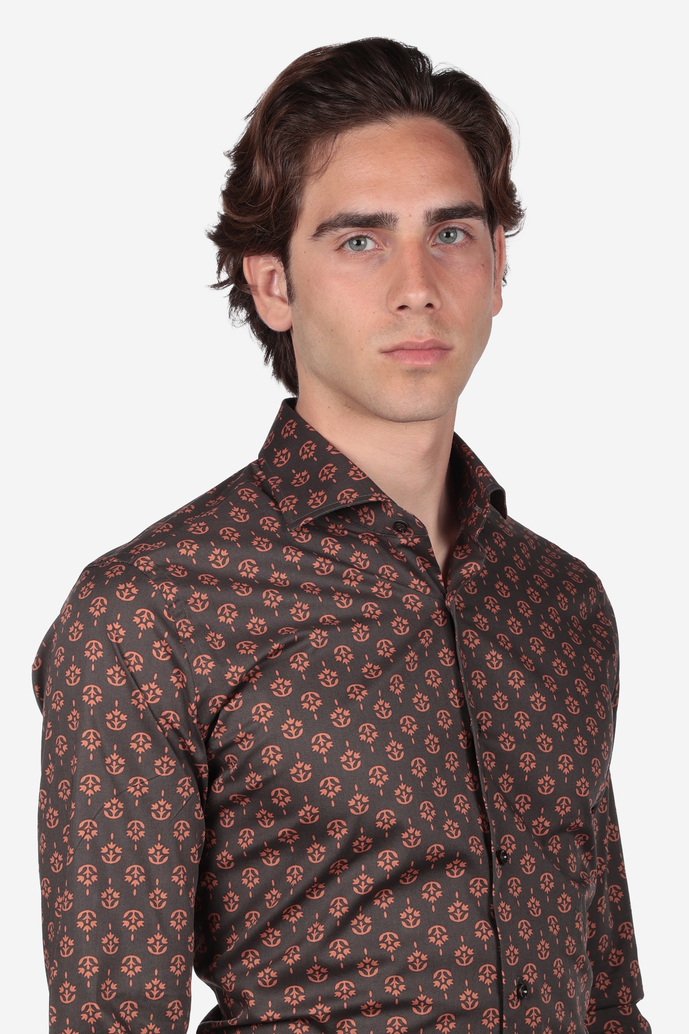 Camicia facile stiro a fantasia pianta