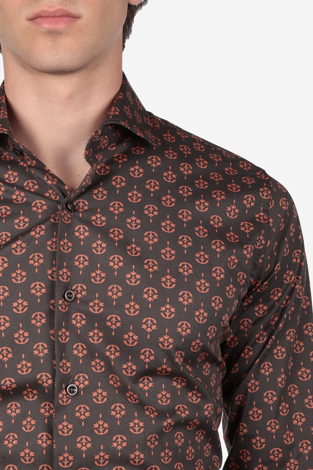 Camicia facile stiro a fantasia pianta