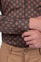 Camicia facile stiro a fantasia pianta