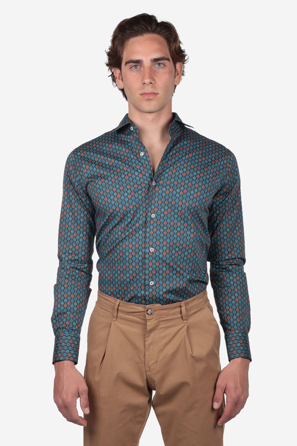 Camicia facile stiro a fantasia disco