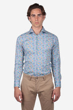Camicia facile stiro a fantasia moka