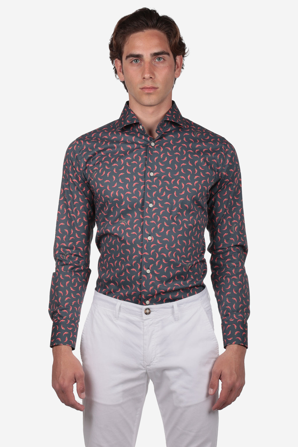 Camicia facile stiro a fantasia corno