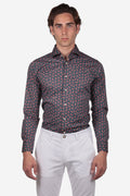 Camicia facile stiro a fantasia corno